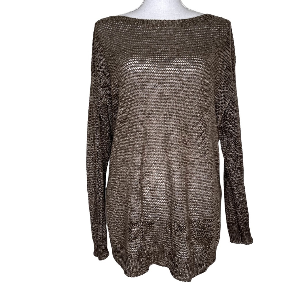 Polo by Ralph Lauren 100% Linen Oversize Brown Sweater, M, Quiet Luxury, Classic